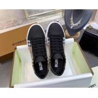 Discount Burberry Check Calfskin Low-top Sneakers 030926 Black 