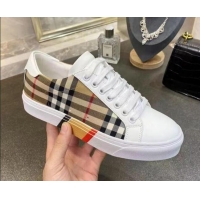 Fashion Luxury Burberry Check Calfskin Low-top Sneakers 030926 White