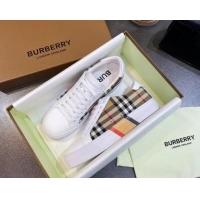 Fashion Luxury Burberry Check Calfskin Low-top Sneakers 030926 White