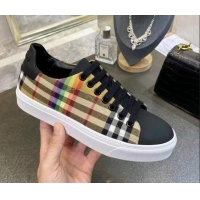 Discount Burberry Check Calfskin Low-top Sneakers 030931 Black