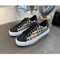 New Design Burberry Check Calfskin Low-top Sneakers 030932 Black