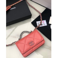 Super Quality Chanel 19 Classic Sheepskin Leather Chain Wallet AP0957 cherry blossoms