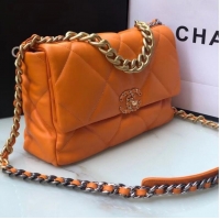 Top Grade CHANEL Lambskin 19 Flap Bag AS1161 orange