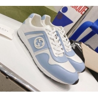 Discount Gucci Calfskin Sneakers White/Blue 111621