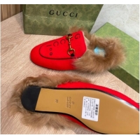 Best Price Gucci 100 Velvet Fur Slippers Red 111623