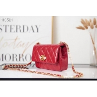 Original Cheap Chanel SMALL FLAP BAG Calfskin Imitation Pearls & Gold-Tone Metal AS3000 red