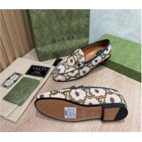 Best Price Gucci 100 Flower Jacquard Loafers 111627 White/Green