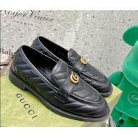 Sumptuous Gucci Leather Loafers with Double G Black 670399