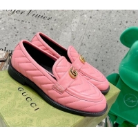 Promotional Gucci Leather Loafers with Double G 670399 Pink