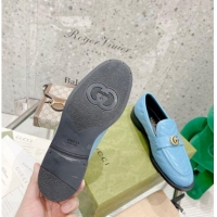 Good Looking Gucci Leather Loafers with Double G 670399 Blue