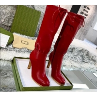 Top Quality Gucci Leather Lace-up High Boots 8.5cm Red 11644