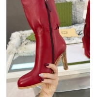 Top Quality Gucci Leather Lace-up High Boots 8.5cm Red 11644