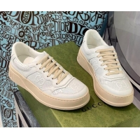 Best Product Gucci GG Embossed Leather Sneakers White 112323