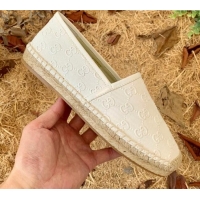 Best Grade Gucci GG Embossed Leather Espadrilles 112326 White