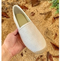 Best Grade Gucci GG Embossed Leather Espadrilles 112326 White