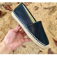 Good Quality Gucci GG Embossed Leather Espadrilles 112326 Black