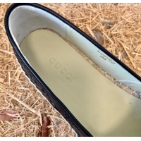 Good Quality Gucci GG Embossed Leather Espadrilles 112326 Black