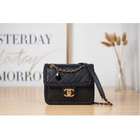 Promotional Chanel 22C New Woven Piping Square Original Leather Bag AS2495 Black