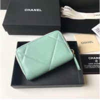 Modern Classic Chanel 19 Zip Card bag AP0949 light blue