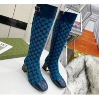 Grade Quality Gucci GG Canvas Knee-High Boot 121335 Blue