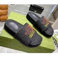 New Style The North Face x Gucci GG Canvas Slide Sandals 121342 Black