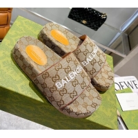 Good Quality Balenciaga x Gucci GG Canvas Slide Sandals 121343 Beige