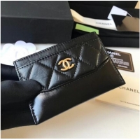 Famous Brand Chanel classic wallet Calfskin & Gold-Tone Metal A84368 black