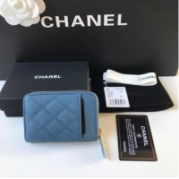 Famous Brand Chanel card holder Calfskin AP1650 blue