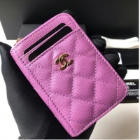 Shop Grade Chanel card holder Calfskin AP1650 Lavender