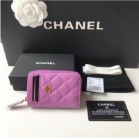 Shop Grade Chanel card holder Calfskin AP1650 Lavender