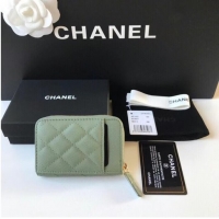 Modern Classic Chanel card holder Calfskin AP1650 green