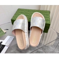 Best Price Gucci 100 GG Platform Slide Sandals Silver 121364