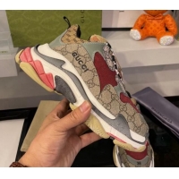 Super Quality Gucci The Hacker Project Triple S Sneakers Beige/Burgundy 121372