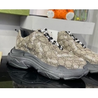 New Design Gucci The Hacker Project Triple S Sneakers Beige/Black 121373