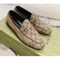 Discount Gucci Maxi GG Canvas Jordaan Loafer Beige 121380