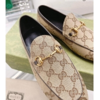 Discount Gucci Maxi GG Canvas Jordaan Loafer Beige 121380