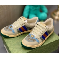 Good Product Gucci Screener Sneaker with Crystals Blue/Grey 121384