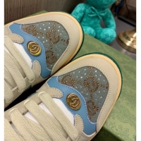 Good Product Gucci Screener Sneaker with Crystals Blue/Grey 121384