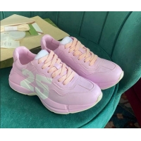 Shop Duplicate Gucci Rhyton Leather Sneaker with '25' Pink 121402