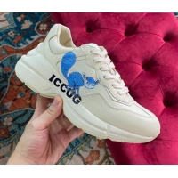 Grade Quality Gucci Rhyton Leather Sneaker White/Blue Print 121405