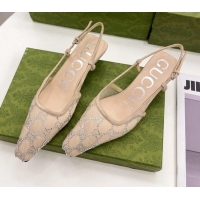 Purchase Gucci GG Crytstal Mesh Slingback Pump 4cm 121406 Light