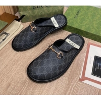 Best Luxury Gucci GG Supreme Canvas Flat Mules 121423 Balck