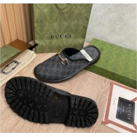 Best Luxury Gucci GG Supreme Canvas Flat Mules 121423 Balck