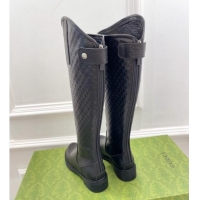 Pretty Style Gucci Leather High Boots 4cm 121434 Black