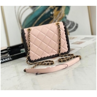 Good Product Chanel 22C New Woven Piping Square Original Leather Bag AS2495 PINK