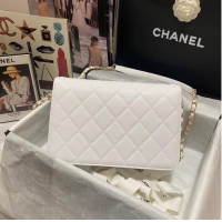 Refined Promotional Chanel Flap Shoulder Bag Grained Calfskin AS3003 white