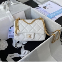 Buy Discount Chanel SMALL Lambskin FLAP BAG AS1792 white