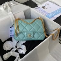 Cheapest Chanel SMALL Lambskin FLAP BAG AS1792 light blue