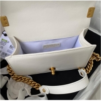 Most Popular SMALL BOY CHANEL HANDBAG Gold-Tone Metal A67085 WHITE