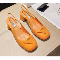 Best Design Prada Patent Leather Sling-back Pumps 5cm 111837 Orange